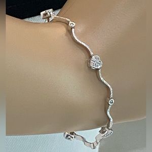 Sterling Silver, CZ Heart Bracelet